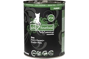 catz finefood Purrrr Kaczka Monoprotein mokra karma dla kotów nr 115, dla kotów wrażliwych na odżywianie, 70% zawartości mięsa, puszka 6 x 400 g