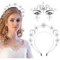 Mond & Sterne Haarreif – Glitzer-Stirnband Für Cosplay, Karneval & Galaxy-Partys, Größe 17x20 Cm