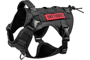 OneTigris Harnais Tactique pour Chien Fire Watcher Molle - en Nylon 1000D (M, Noir)