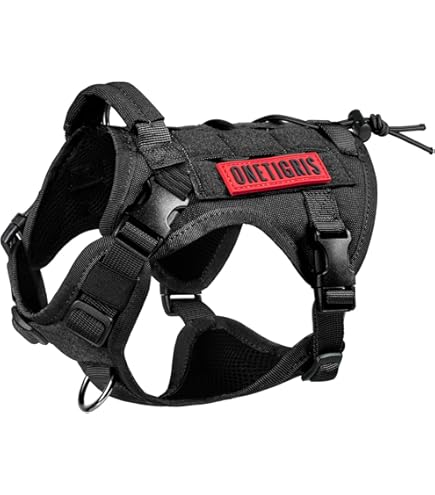 OneTigris Hondentuigje FIRE Watcher Tactisch hondenvest, Molle hondentraining, service hondentuigje, 1000D nylon (M, grijs