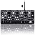 perixx PERIBOARD-332 Backlit Keyboard, Mini Wired USB with Large Font Keys, Adjustable Brightness, Slim Profile, White LED, UK QWERTY