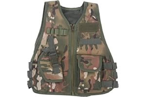 WarmHeartting Bambini Gilet Tattico Militare Pettorina da Softair Giubbotto Molle Regolabile Gilet da Pesca Caccia Campeggio Escursione