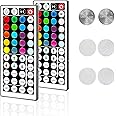 Sunity 44 Key IR LED Lights Remote Controller Replacement 2 Pack Wireless RGB Control Replacement Accessories with Hook & Loop Tape for SMD 5050 3528 2835 RGB LED Strip Lights