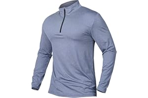 CARWORNIC Herren Langarmshirt Half Zip Sportshirt Laufshirt 1/4 Zip Pullover Leicht Atmungsaktiv Gym Jogging Trainingsshirt mit Stehkragen