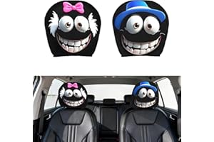 AIEIEII 2 Pcs Funny Car Headrest Covers, Headrest Covers for Cars Pink and Blue Cartoon Elastic Pillowcase, Front Seat Head Rest Covers Car, Suitable for Decorating The Backrest of Front Seats in Cars