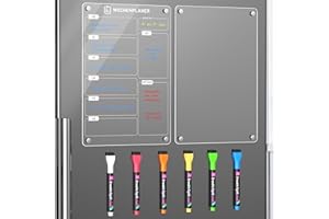 Langaelex 2er Set Wochenplaner Abwischbar A4 (30 x 20cm) - Magnettafel Kühlschrank Acryl mit 6 Kreidemarkern für To-do Listen, Menüplanung und Einkaufsliste - Deutsch