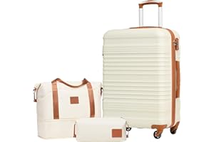 COOLIFE Suitcase Large, 24-Inch Luggage Sets 3 Piece Suitcase Set ABS Hard Shell, Trolley Carry On Suitcase with Expandable Travel Duffels Bag ＆ Toiletry Bag Included TSA Lock and 4 Spinner Wheels