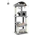 PAWZ Road Cat Tree, Big Cat Tower, Activity Center stable and sturdy, Cat Tree with hammock and lovely Cat House Grey 143cm/56.2"