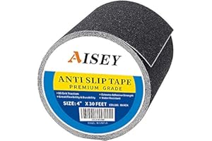 AISEY 10cm*9.2m Anti Slip Tape Grip Traction Outdoor Stair Treads, Non Skid Safety Tape for Stairs, Steps, Floors, Ramps, Skateboard Black