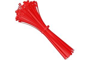 intervisio Fascette Plastica per Cablaggio Riutilizzabili, 200 mm x 7,6 mm, Rossa, Richiudibili, Riapribili, Fermacavo Elettricista 200mm Nylon Cavi Stringicavo, 100 Pezzi