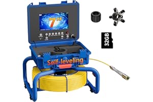 ESANHAO Telecamera Ispezione Tubi 30 Metri 7" DVR Telecamera Endoscopica del Tubo Scarico Fognario Conduttura Industriale IP68 Impermeabile Autolivellante con Contatore di Distanza