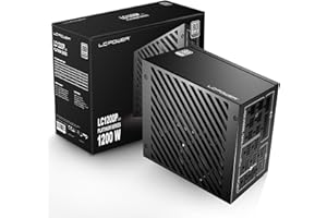 LC-POWER LC1200P V3.0 1200 W Full Modular 80 Plus Platinum 135 mm Fan Ultra-Low Noise Digital Power Supply Unit, ATX 3.0 & PCIe 5.0 GPU Support, Gaming Intelligence, Sleeved Cable