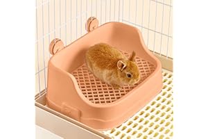 SEPTILLAR Bac Litiere Lapin, Moyen Litière Toilette Petits Animaux pour Cages Détachable Entraîneur de Pot Grille Corbeille à Litière d'angle pour Lapin Cochon d'Inde Hamster Chinchilla (Rose)