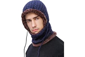 BENPEN Balaclavas Snoods for Men Thermal:Neck Warmer Ski Scarf Mask Winter Hooded Women with Fleece Knitted, Windproof Snood Face Covers Hat Neck Gaiter for Work Golf Hiking Running Cycling Motorcycle Bike