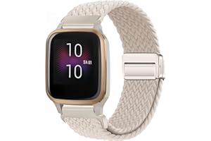 Issinlky Nylon Flechtband für Garmin Venu Sq/Music/Sq 2/2 Music, 20mm Elastisches armband für Garmin Venu 2 Plus/Vivoactive 3/5/6/Vivomove HR/Forerunner 55 245 645