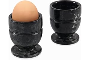 Radicaln, Set di 2 portauovo in marmo nero, fatti a mano, per tavolo della cucina, contenitori ideali per conservare le uova