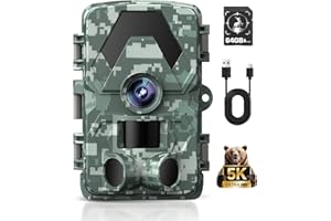 ZYXZHXHXLL Wildkamera, 5K 60MP Wildtierkamera mit Nachtsicht Bewegungsmelder, 0,05s Auslösezeit Jagdkamera, IP66 Wasserdicht, 30m 130 Weitwinkel No Glow Infrarot-LEDs Garten Kamera mit 64GB Speicherkarte