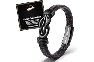 VU100 Graduation Gifts for Him Graduation Bracelet Graduation Gift Ideas Class of 2024 Gifts Leather Bracelet for Men Inspirational Gifts for Friends Boy Men Son