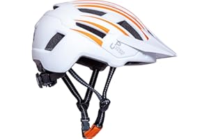 Urban Prime Energy Helmet, Casco Protettivo con Visiera e luci per Bici, ebike e Monopattino Elettrico Unisex Adulto, Bianco e Arancione, L