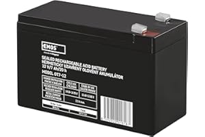 EMOS - Wartungsfreier Bleiakku - 12V 7Ah - AGM Batterie - Faston 4,7mm Anschluss - Für Gefahrmeldeanlagen, Brandmeldetechnik, Alarmsysteme, USV, Aufzüge - 151x65x94 mm