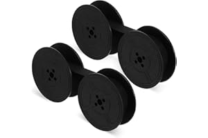 TIESOME Lot de 2 paires de rubans universels pour machine à écrire - Double bobine de ruban encreur classique vintage - Lot de 2 bobines de ruban de rechange à double tige pour machine à écrire (noir)