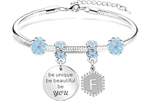 Poaemki Dainty Inspirational Initial F Bracelet for Women Girls, Charm Bracelet Cute Letter Pendant Bracelet Initial Bracelet for Women Girls