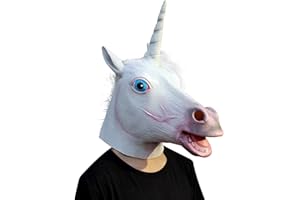 CreepyParty Halloween Kostüm Party Tierkopf Latex Maske Einhorn Karneval Masken