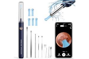 Otoscopio Limpiador de Oídos, Hopefox 1080P WIFI Endoscopio para Oidos con 6 LED Kit de Limpieza de Oídos para Eliminación de Cerumen para iPhone/iPad/iOS/Android [Azul]