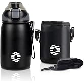 Fjbottle Childrens Water Bottle Stainless Steel 400 ml for Bicycle Holder With one-handed opening and portable bottle pocket - Leak-proof thermal bottle BPA free and dishwasher safe.