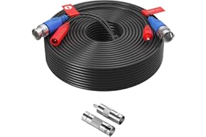 ZOSI 100ft(30M) CCTV Video Power Cables 4K 8MP 5MP 3MP 2MP 1080P 720P All-in-One,BNC Extension Security Wire Cord for Video Surveillance Camera DVR System with BNC RCA Connector, Black