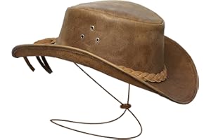 BRANDSLOCK Leather Cowboy Hat for Men Women Lightweight Handcrafted Western Shapeable Wide Brim Durable Cowgirl Outback