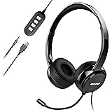 USB Headset mit Mikrofon, 3,5mm Klinke PC Headset für entspanntes Gaming, e-Learning und Musik, Headset Handy mit Noise-Cance