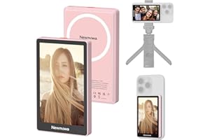 Newmowa Rosa magnetischer Telefon Vlog Selfie Monitorbildschirm, 1080P Drahtlosaufnahme, Telefon Rückkamera für Selfie Vlog TikTok Livestream, Kompatibel mit iPhone (Support 4k 30fps Wired Recording)