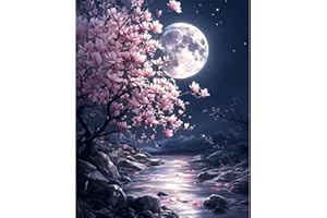 MAXBYE Landscape Paint by Numbers for Adults, Moonlight Painting by Numbers Kits on Canvas Without Frame for Beginners, Easy DIY Pigment Drawing Paintwork for Home Wall Decor Fun Gifts 16x20 inch