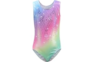 Dkhsy Gymnastics Leotards for Girls, Sleeveless/Long Sleeve Leortards for Girls Gymnastics Athletic Leotard for Little Girl Sparkle Pattern Unitards Bodysuit
