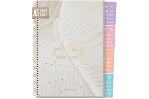Häfft® College-Timer A5 2025/2026, Schülerplaner mit Sprüchen und Stickern "Sparkling Leaf" Schulplaner Hausaufgabenheft - nachhaltig & klimafreundlich