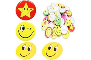 GRASSLANDY 45 pezzi Smiley Face Spille in metallo Smile Face Button Pins, Smiley Badge Spilla di sicurezza Decorazione dei costumi Smiley Pin Accessori per abbigliamento fai da te per magliette, zaini (stili