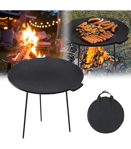 Piastra Per Barbecue In Ghisa Ø44cm - Liscia, Con 3 Piedi, Per Cottura Outdoor - Foto 12