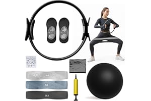 SCOPA WISE Pilates Ring Set | Pilates Accessories Kit & Equipment Set with Resistance Bands, Yoga Strap, Ball & Pump, Pilates Ring & Socks | Fitness Circle Home Gym Gear for Toning & Full Body Workout