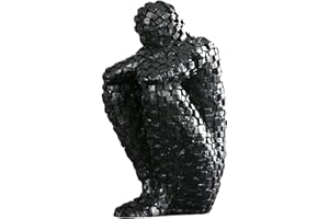 SIMDIM Statua Figurine, Pensatore Ornamenti Statua, Moderni Soprammobili Scultura Statua Ornamenti, Accessori Casa Arredamento, Resinoso Pensiero Statuette Design Casa, Decorazioni Casa Moderna (nero)