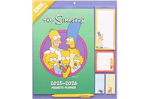 Grupo Erik: Calendario Famiglia 2026 Simpsons | Calendario Magnetico Frigo 2026 con 4 colonne, 30x34cm, da Settembre 2025 a Dicembre 2026 con To Do List, stickers e penna inclusa