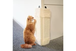 CUYACILI Griffoir d'angle pour Chat Fixation Mural pour Coin avec Tapis à Gratter et Peluche de Qualité Supérieure Conseil de Gratter Poteau Mural Protection de Coin des Meubles Intérieur Fixation Durable