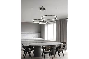 YYUTLUO Moderner DIY-Kreis-LED-Kronleuchter | 3 Schwarz Goldringe:40+60+80cm=90W | LED-Pendelleuchte aus Metall+Acryl | 2,4 G Dimmbare Fernbedienung | Runde Decken-Hängelampe Wohnzimmer Schlafzimmer