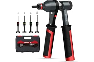 Pinze per Rivettatrice, Attrezzo per Dadi Rivetti a Cricchetto Professionali Beaspire M3, M4, M5, M6, M8, M10, M12, Standard Mandrini con M4, M5, M6, M8 (Inclusi 40 Dadi per Rivetti)