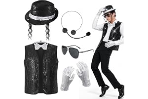 Beipegin 6 st MJ kostymtillbehör vuxna, popstjärna maskeraddräkt halloween