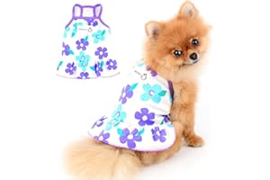 PAIDEFUL Magliette per Cani di Piccola Taglia Gatti Ragazze Gonna a Fiori Estiva Gilet in Morbido Cotone Tee Bretella Canotte Traspiranti Cucciolo Chihuahua Yorkie Vestiti Abbigliamento per gatti M