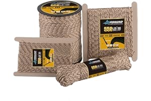 FISHLUND Paracord 250 kg, 7 żyłek typu III Lina Paracord, 30 m, nylonowa linka spadochronowa o wysokiej wytrzymałości, na kemping, survival, taktyczną i wędrówki, kamuflaż pustynny