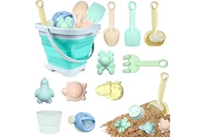Taufe 11 Piezas Juguetes de Arena de Playa para niños,Juguetes de Playa para Niños,Juego de Juguetes de Arena,con Cubo Playa Plegable,Juguetes Arena Juegos de Playa,para niña y niño (Blue)