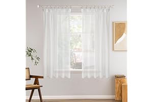 MIULEE Gardinen Vorhänge mit Kräuselband 2er Set Gardine Weiss Vorhang Gardinen Wohnzimmer aus Sheer Voile Curtains Transparent Weiß Schlafzimmer 140 x 160 cm