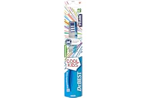 DR.BEST Cool Kids - Cepillo de dientes suave para niños de 9 a 13 años, 1 unidad, con 6 beneficios para dientes nuevos y permanentes